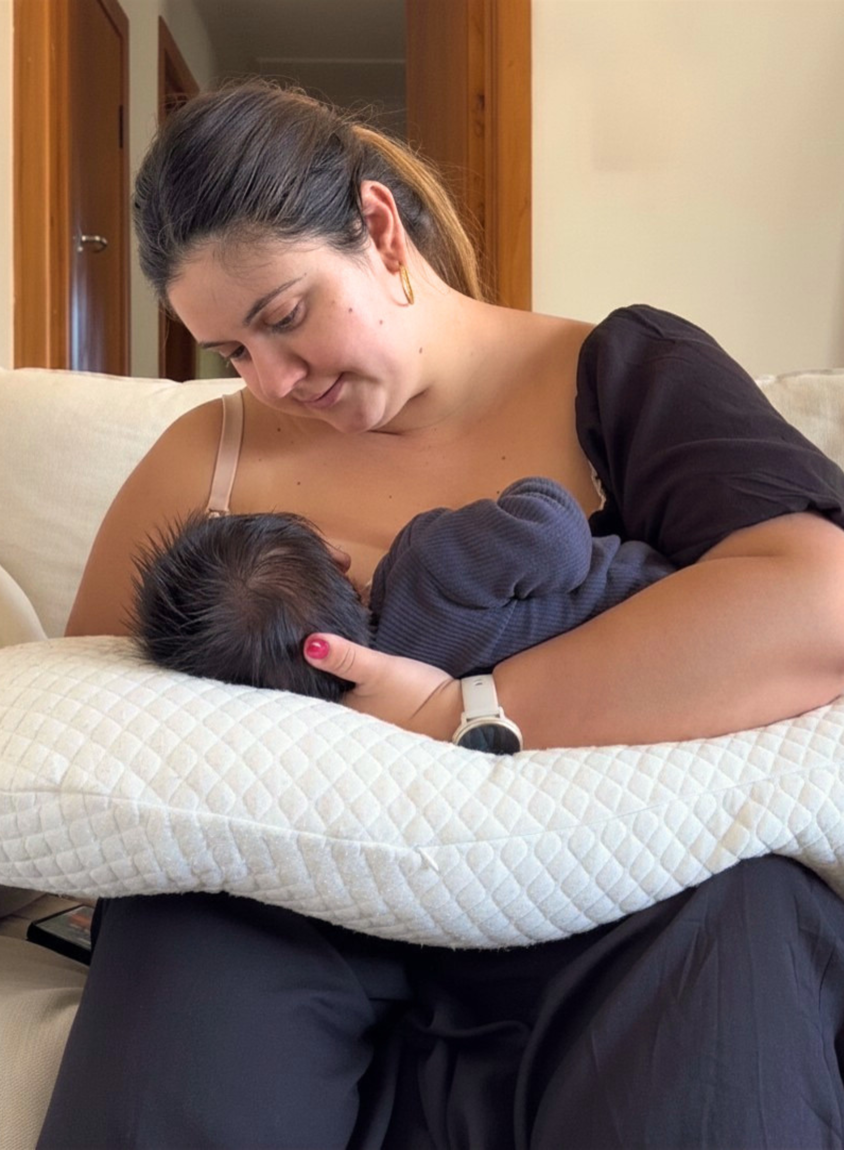 Breastfeeding with Belly Bliss Pregnancy Pillow