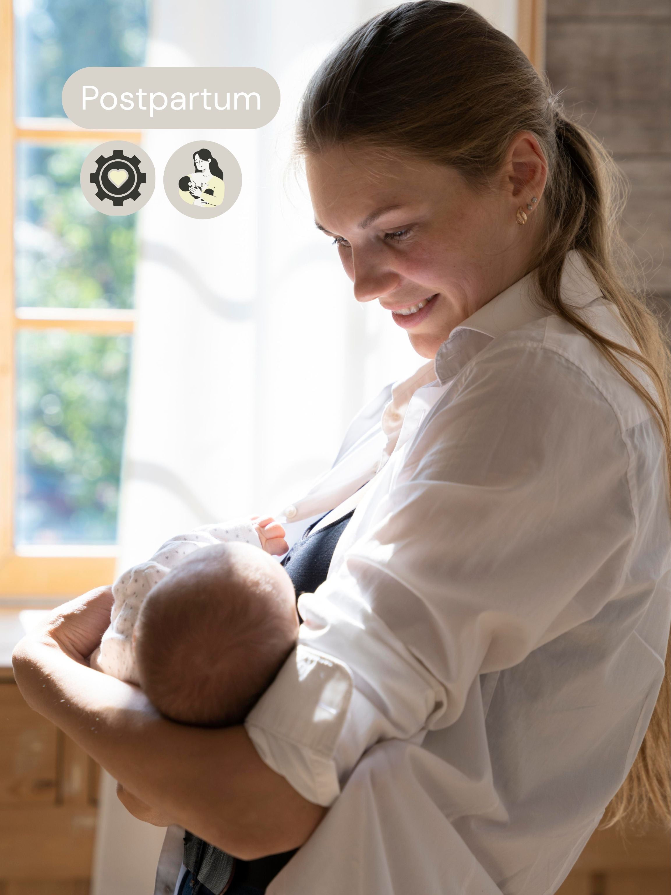 Woman breastfeeding a baby indoors with natural light