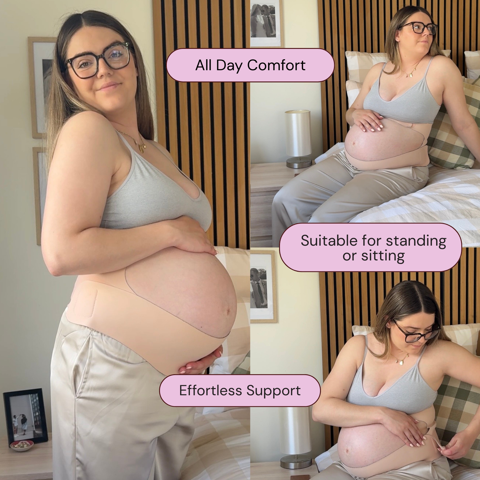 woman wearing pregnancy belt